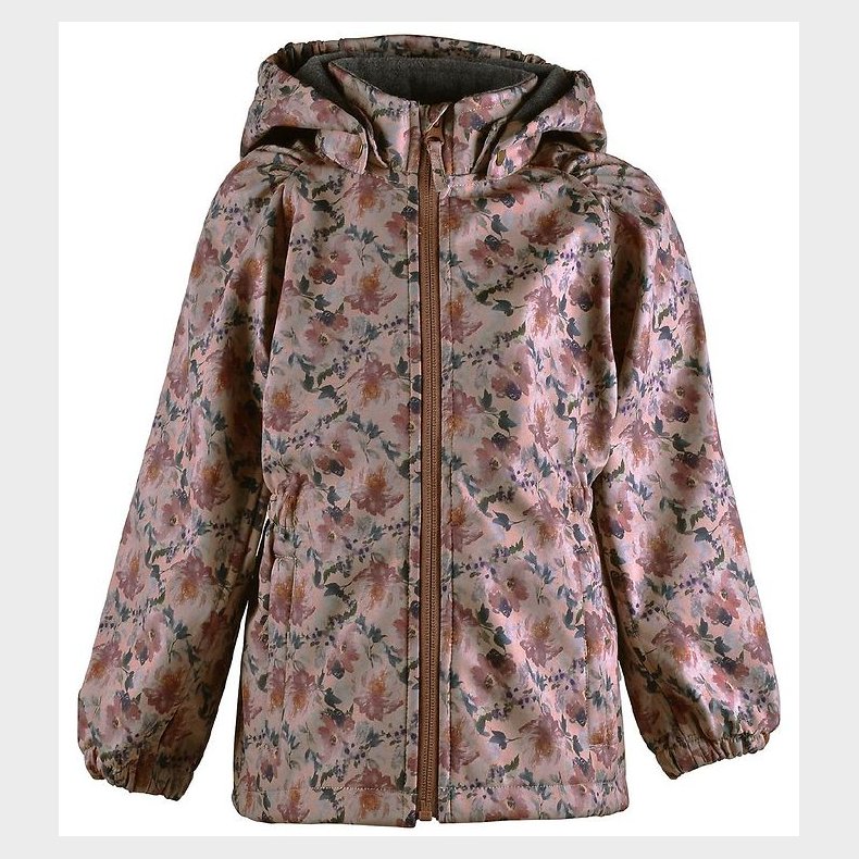 Mikk-Line Softshelljakke m. Fleece - Recycled - Nougat m. Blomst