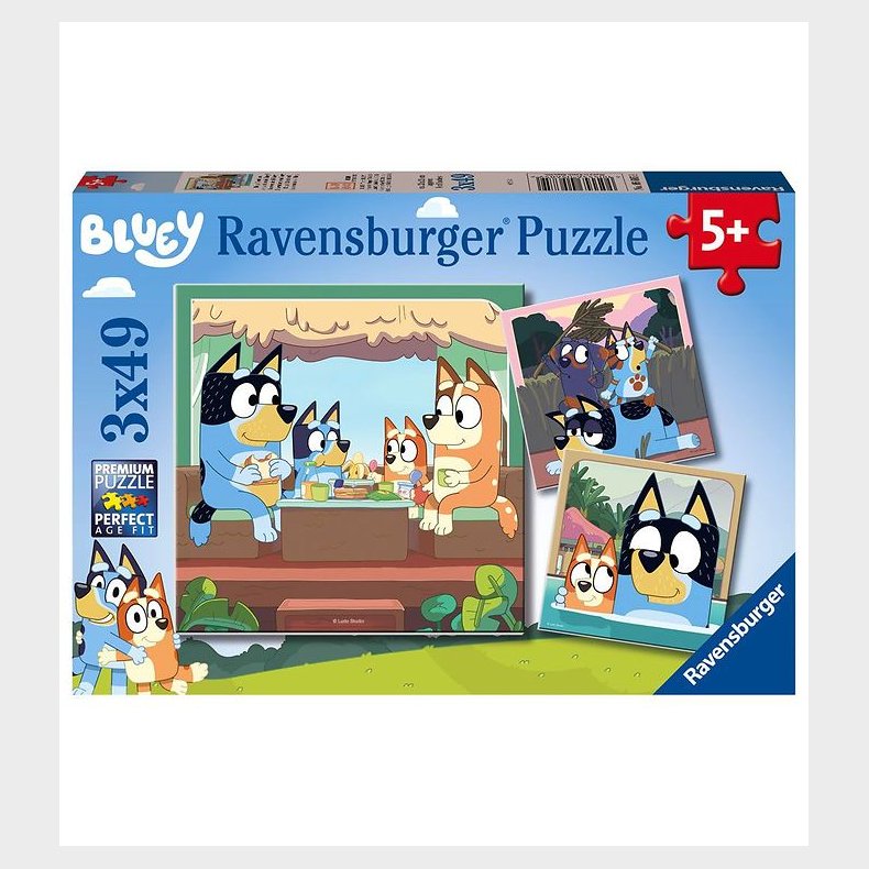 Ravensburger Puslespil - 3x49 Brikker - Bluey