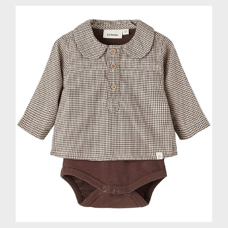 Lil' Atelier Skjortebody l/ - NbmRoss - Rocky Road