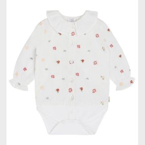 Hust and Claire Skjortebody l/ - Bernadette - Hvid m. Blomster