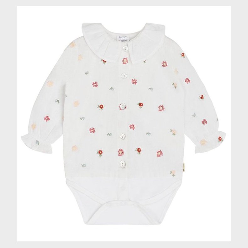 Hust and Claire Skjortebody l/ - Bernadette - Hvid m. Blomster