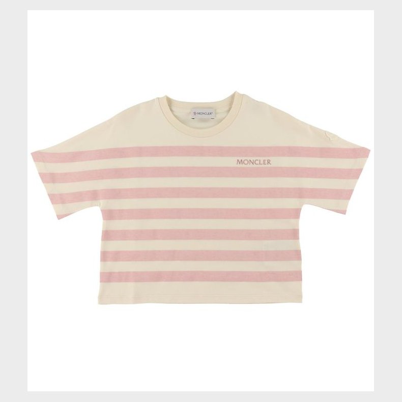 Moncler T-shirt - Cropped - Rosa/Cremestribet
