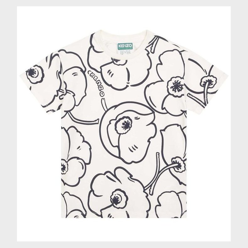 Kenzo T-shirt - Exclusive Edition - Creme/Sort m. Blomster