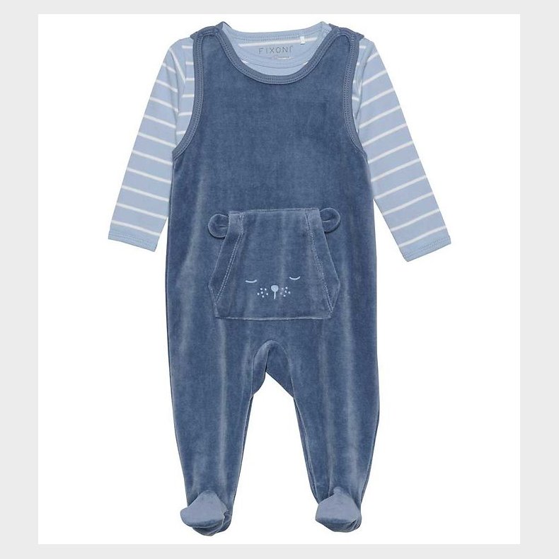 Fixoni Sparkedragt m. Body l/� - Velour - Blue Fushion