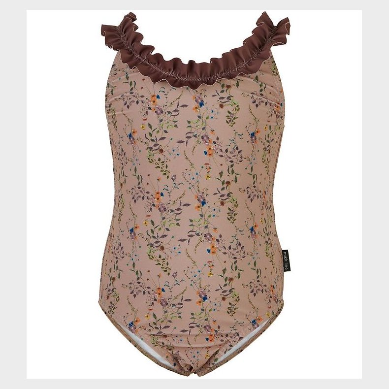 Mikk-Line Badedragt - Nougat m. Blomster