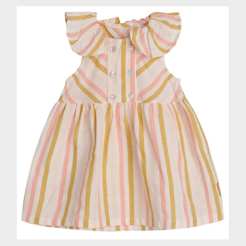 Hust and Claire Kjole - Kastanje - Hvid m. Striber