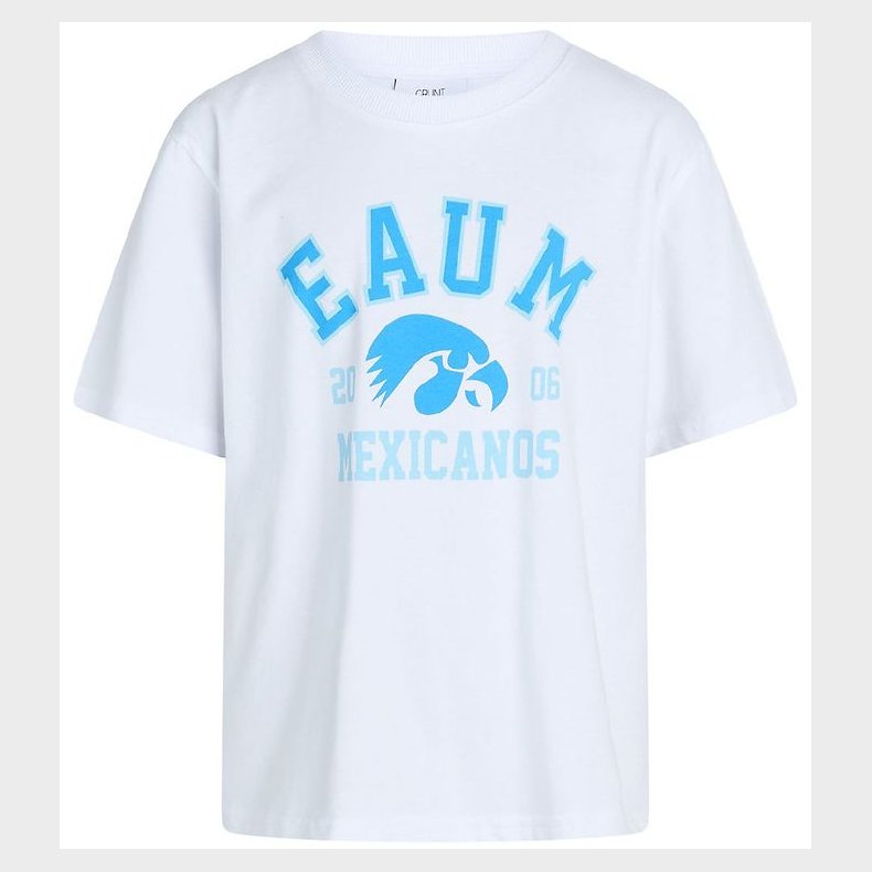 Grunt T-shirt - Pliketon - Hvid m. Bl Print