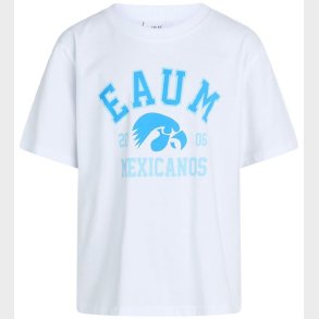 Grunt T-shirt - Pliketon - Hvid m. Bl Print