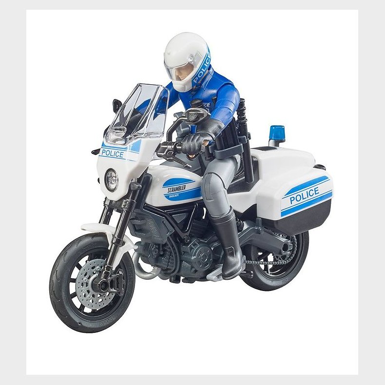 Bruder Figur m. Ducati Scrambler Politimotorcykel - bworld - 627