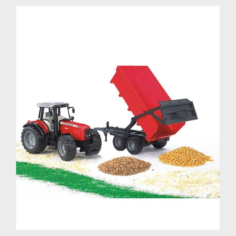 Bruder Traktor - Massey Ferguson 7480 m. Tipvogn - 02045