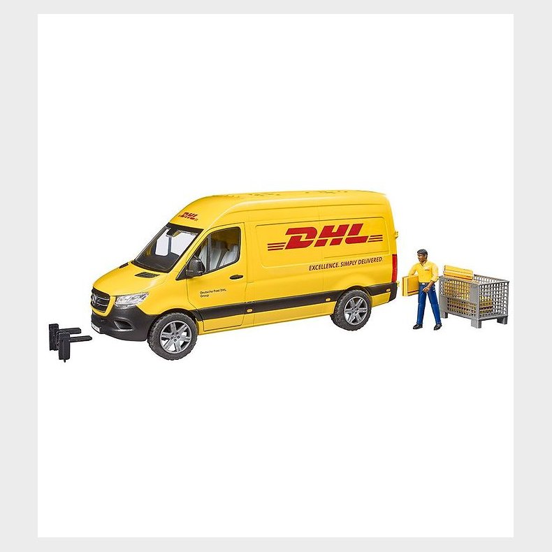 Bruder Bil - Mercedes Benz DHL Varebil m. Figur - 02671