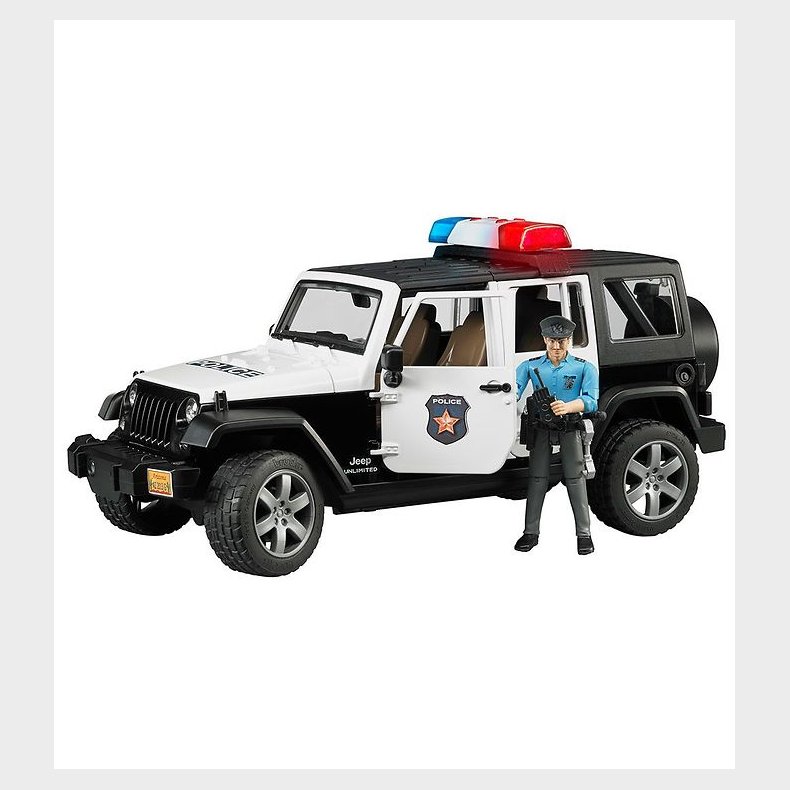Bruder Bil - Jeep Wrangler Politibil m. Lys/Lyd og Politibetjent