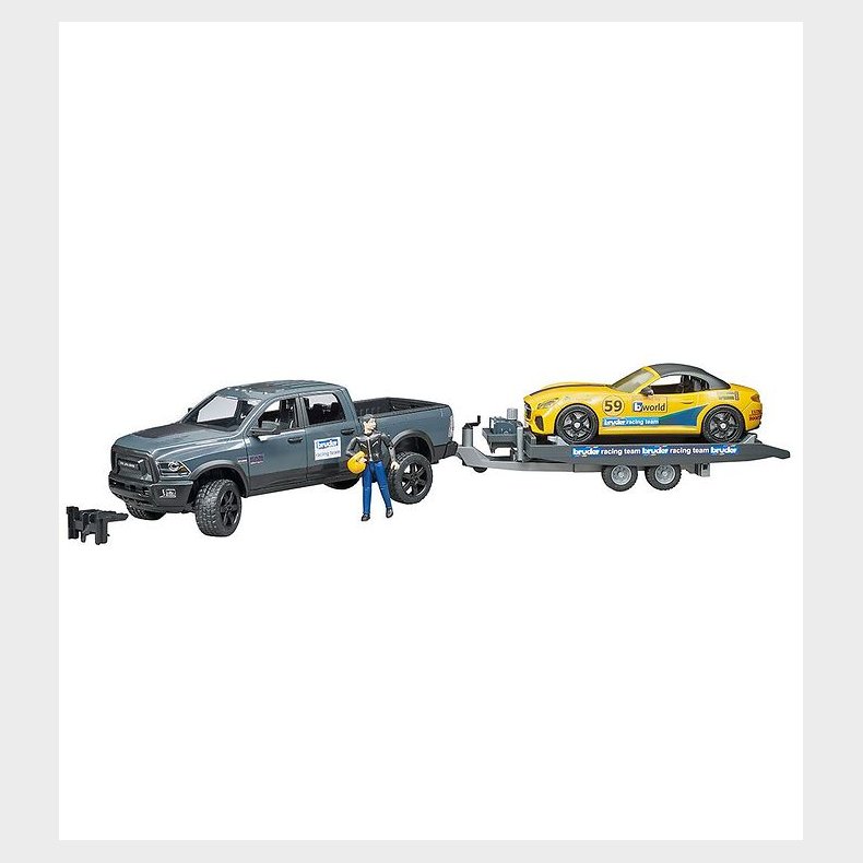 Bruder Biler - RAM 2500 og Roadster m. Trailer og Figur - 02504