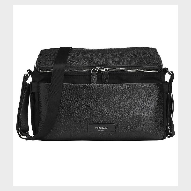 Storksak Barnevognstaske - Lder - Alyssa - Black/Gunmetal