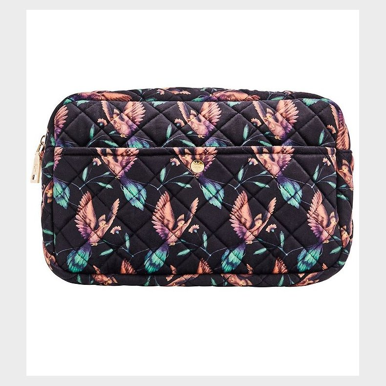 Fan Palm Toilettaske - Large - Quiltet - Black Hummingbird