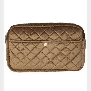 Fan Palm Toilettaske - Large - Quiltet Velour - Hazel Nut