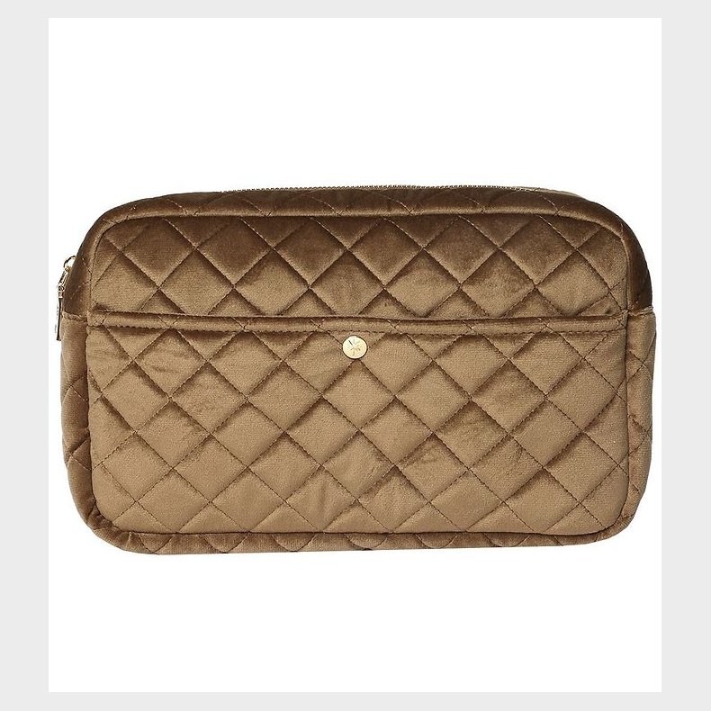 Fan Palm Toilettaske - Large - Quiltet Velour - Hazel Nut