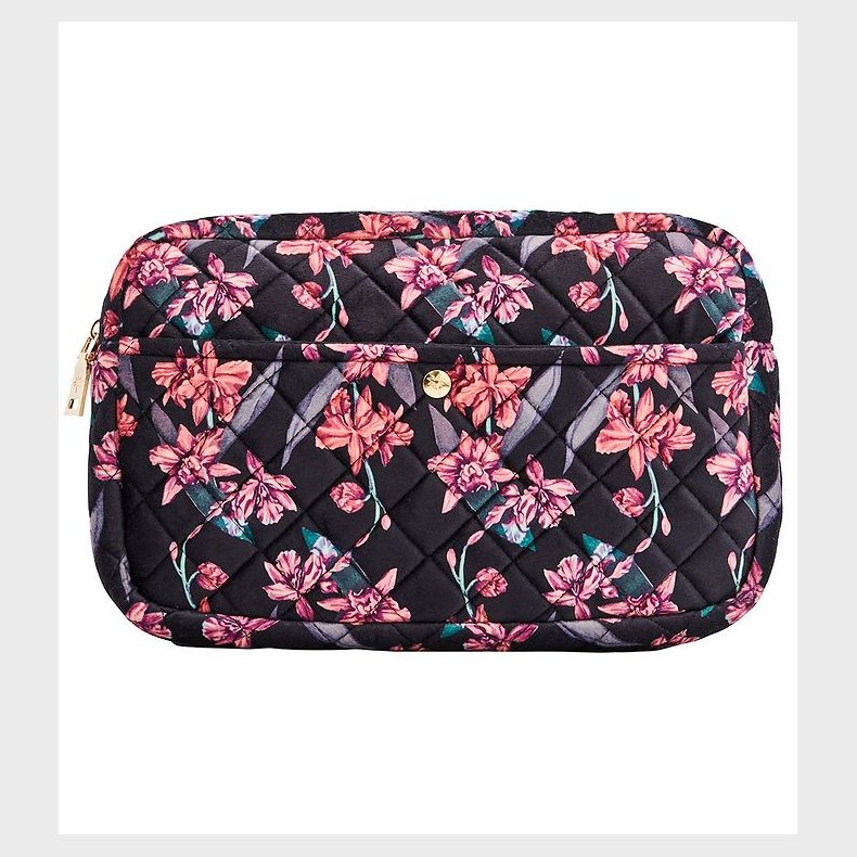 Fan Palm Toilettaske - Large - Quiltet Velour - Flawness Black