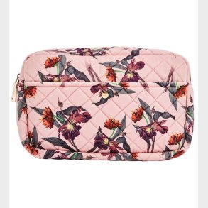 Fan Palm Toilettaske - Large - Quiltet Velour - Rose Hibiscus