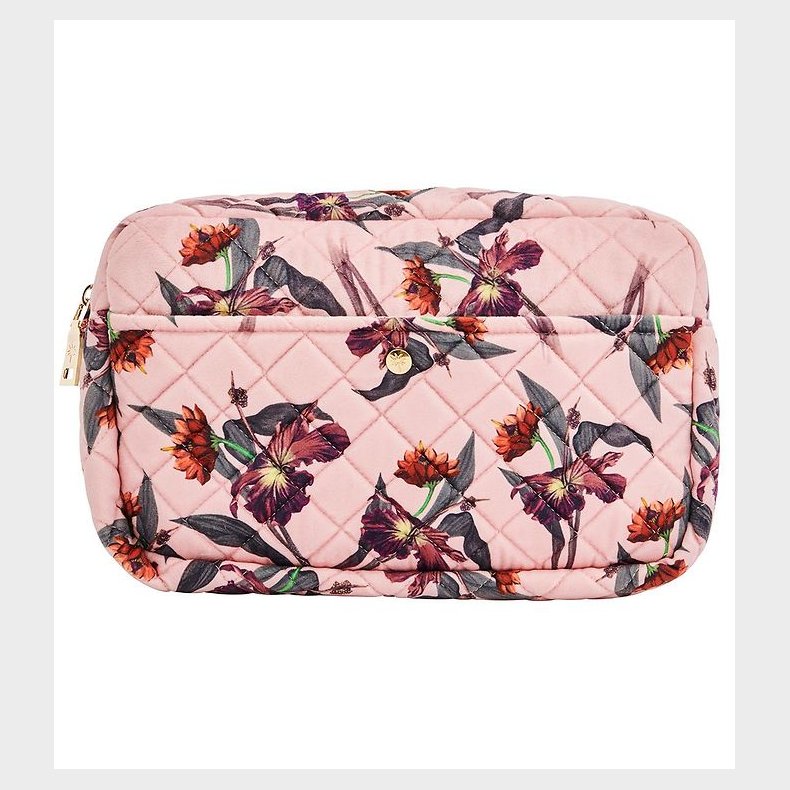 Fan Palm Toilettaske - Large - Quiltet Velour - Rose Hibiscus