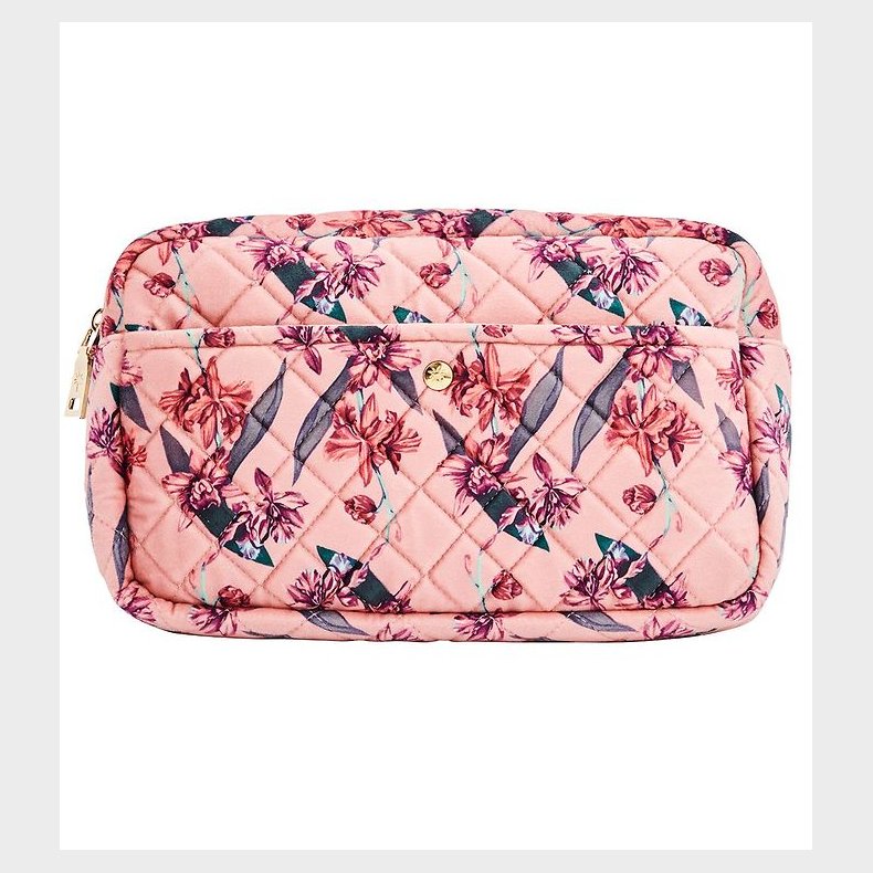 Fan Palm Toilettaske - Large - Quiltet Velour - Flawless Rose