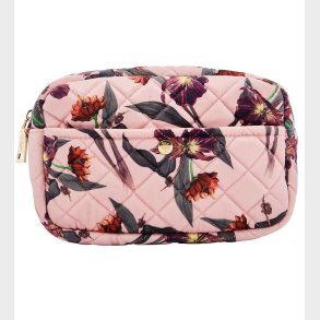 Fan Palm Toilettaske - Medium - Quiltet Velour - Rose Hibiscus