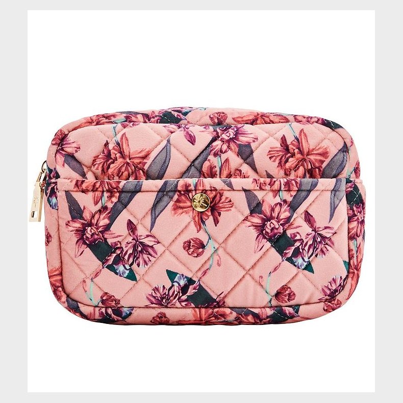 Fan Palm Toilettaske - Medium - Quiltet Velour - Flawless Rose
