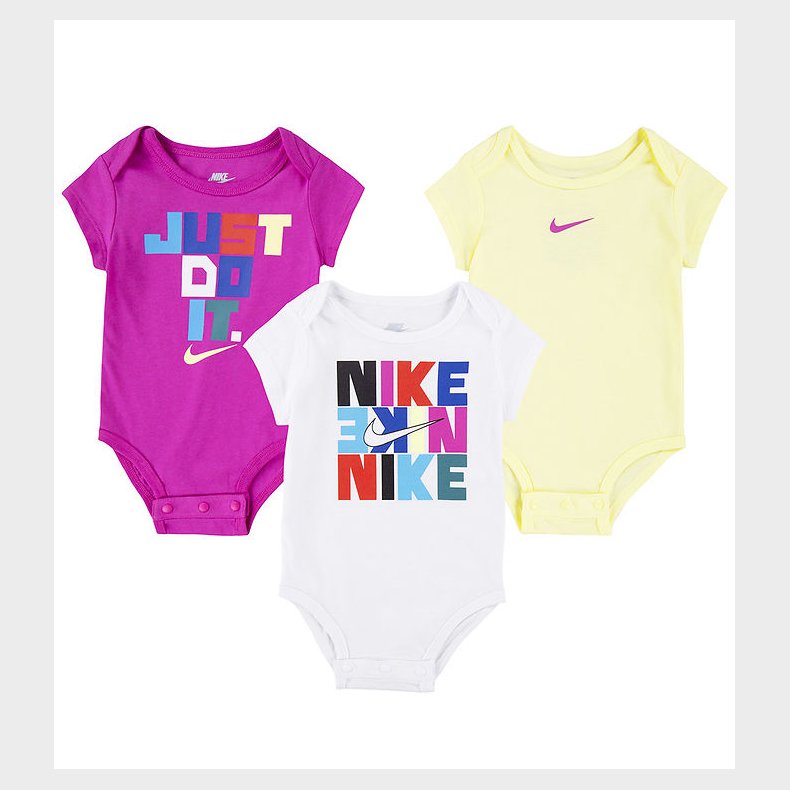 Nike Bodyer k/ - 3-pak - Hvid/Lilla/Gul
