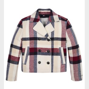 Tommy Hilfiger Jakke - Check Peacoat - Cremeternet med Navy/Rd