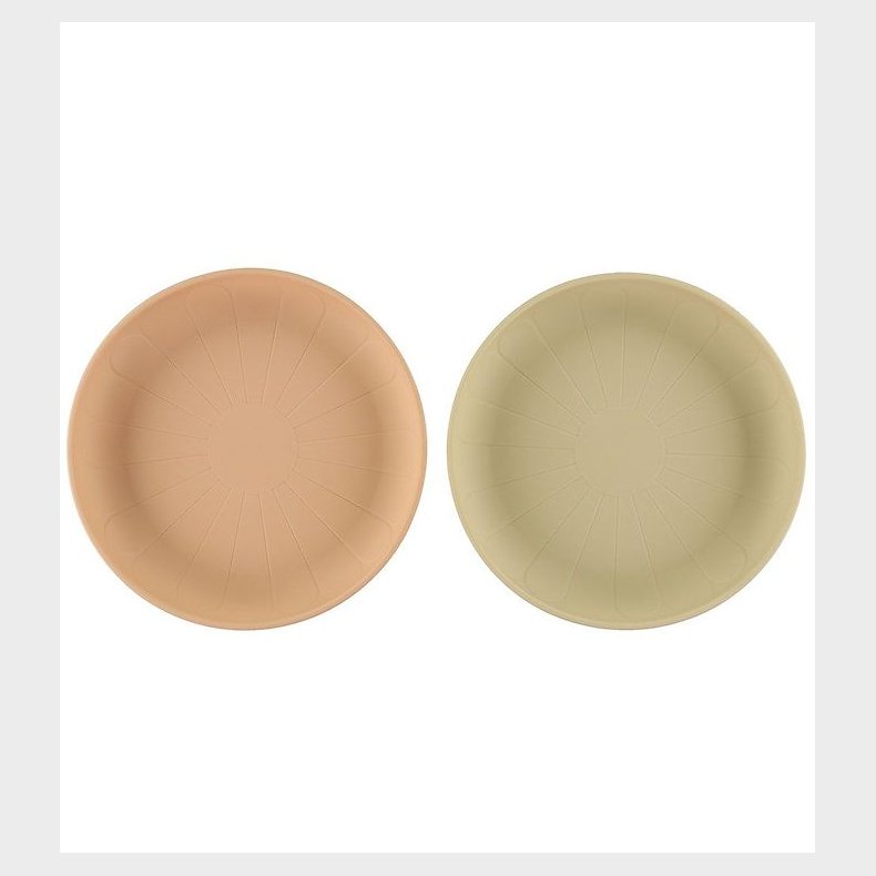 Cam Cam Tallerkener - Silikone - 2-pak - Flower - Coral Mix