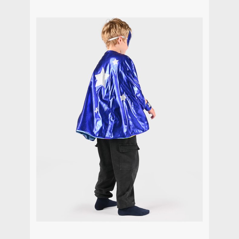 Den Goda Fen Vendbar Kappe med jenmaske 98-128 cm, Bl/regnbue