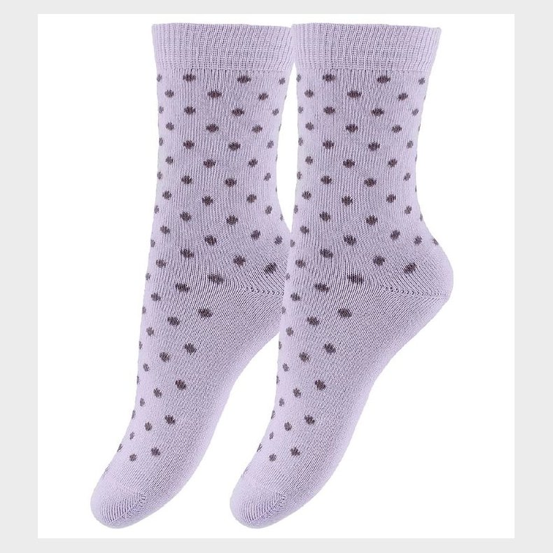 Fuzzies Str�mper - 2-Pak - Sart Lavendel m. Lilla Prikker