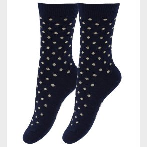 Fuzzies Str�mper - 2-Pak - Navy m. Beige Prikker