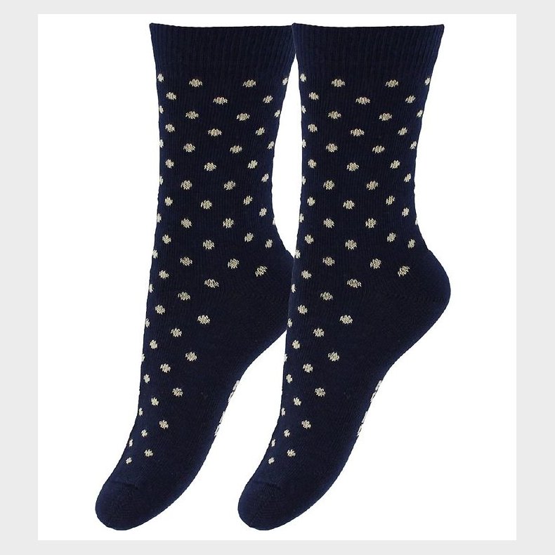 Fuzzies Str�mper - 2-Pak - Navy m. Beige Prikker