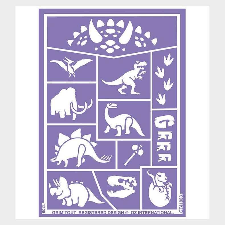 Grim Tout Stencil Til Ansigtsmaling - Dinosaurer