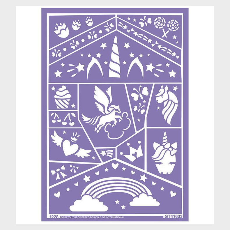 Grim Tout Stencil Til Ansigtsmaling - Enhjrning