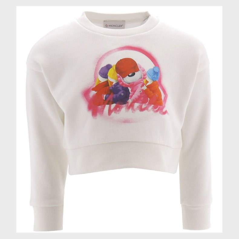 Moncler Sweatshirt - Cropped - Hvid m. Print