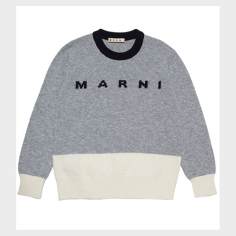 Marni Bluse - Uld - Grmeleret/Hvid m. Sort