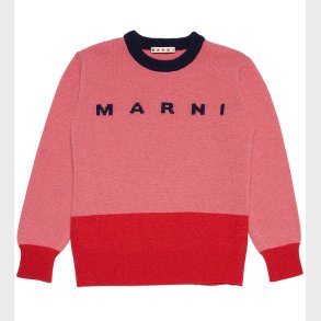 Marni Bluse - Uld - Koral/Rd m. Navy