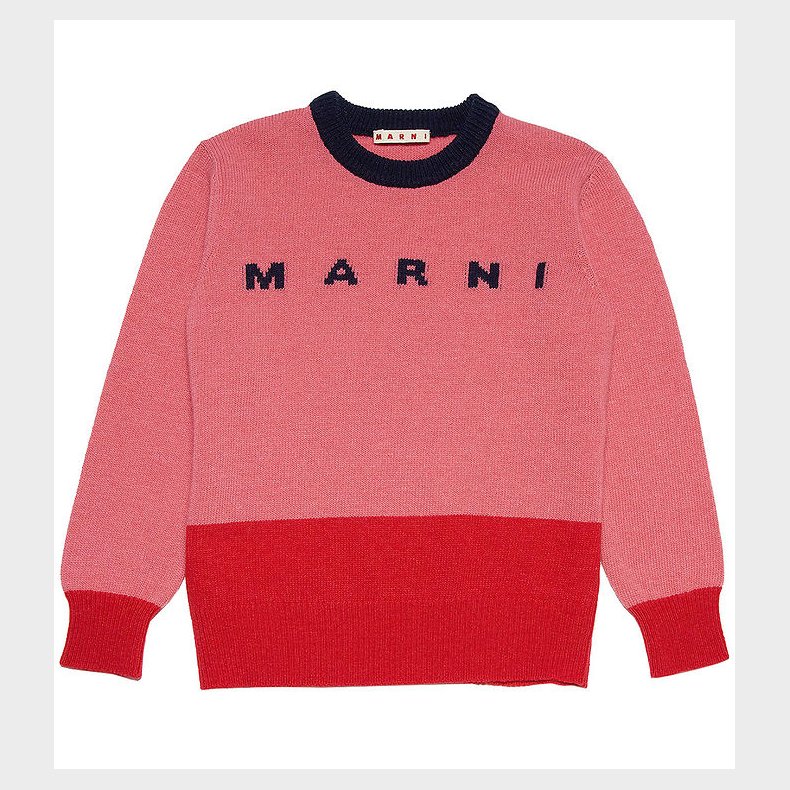 Marni Bluse - Uld - Koral/Rd m. Navy