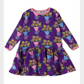 Smfolk Kjole - Purple Heart m. Blomsterbuketter