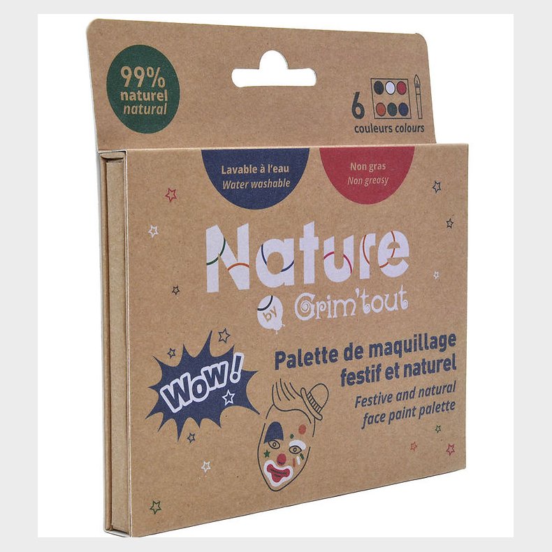 Grim Tout Ansigtsmaling - 6 Farver m. Pensel - Wow