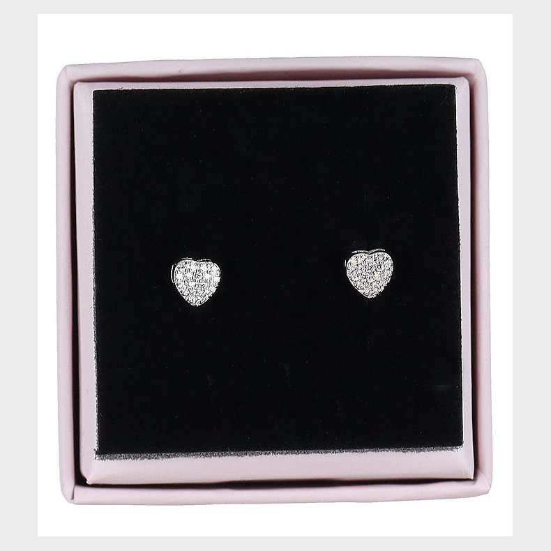 MillaVanilla �reringe - Hjerte Glitter - S�lv