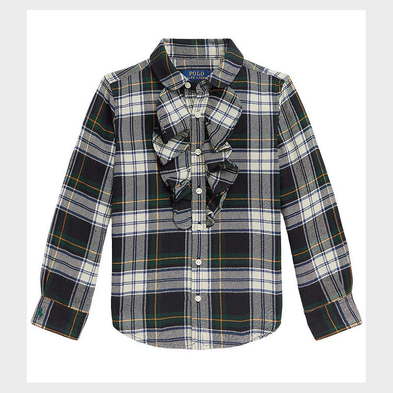 Polo Ralph Lauren Skjorte - Creme/Gr�nternet m. Fl�se