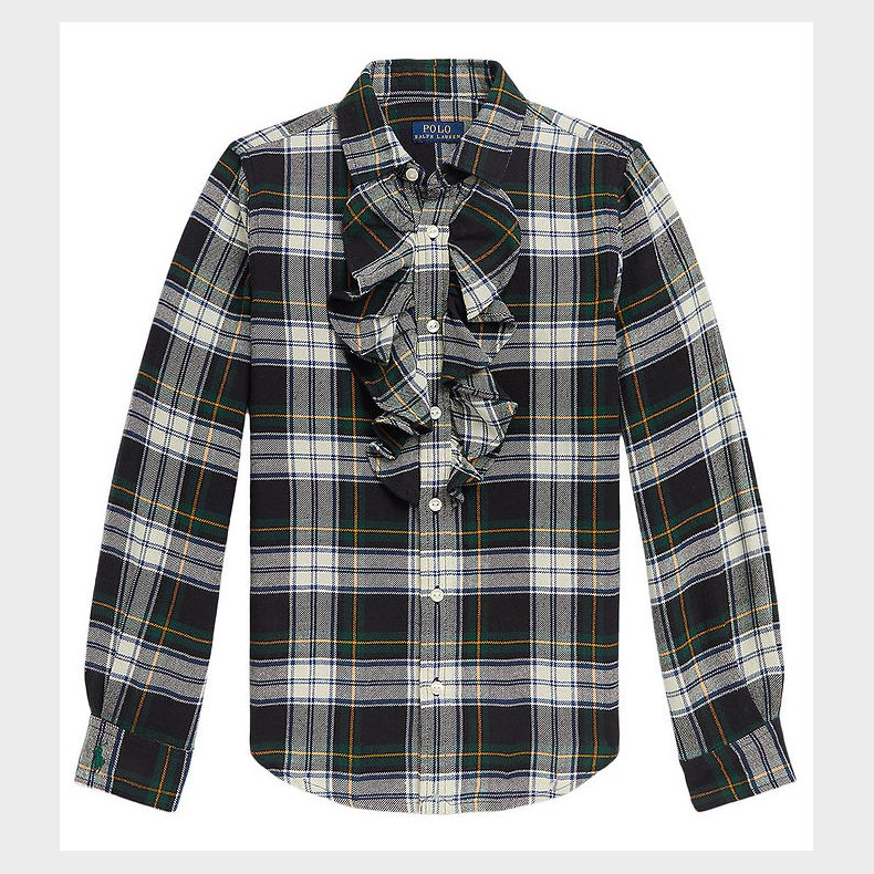 Polo Ralph Lauren Skjorte - Creme/Gr�nternet m. Fl�se