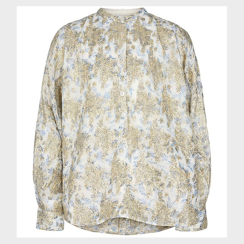 Sofie Schnoor Girls Skjortebluse - Hvid/Lysebl m. Guld