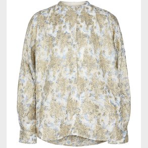 Sofie Schnoor Girls Skjortebluse - Hvid/Lysebl m. Guld