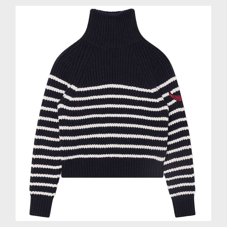 Zadig & Voltaire Bluse - Cropped - Uld - Navy/Hvid