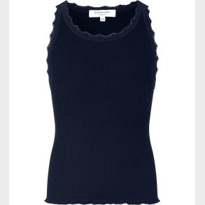 Rosemunde Top - Silke/Bomuld - Rib - Navy m. Blonder