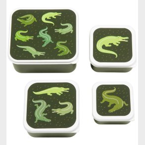 A Little Lovely Company Madkassest - 4 stk - Crocodiles